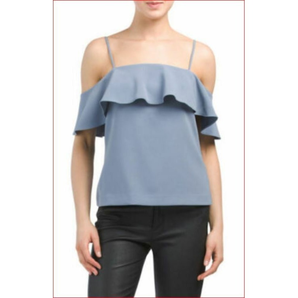 Theory women top blouse shirt Ayleen H0309528 brisk blue gray 4 MSRP $245